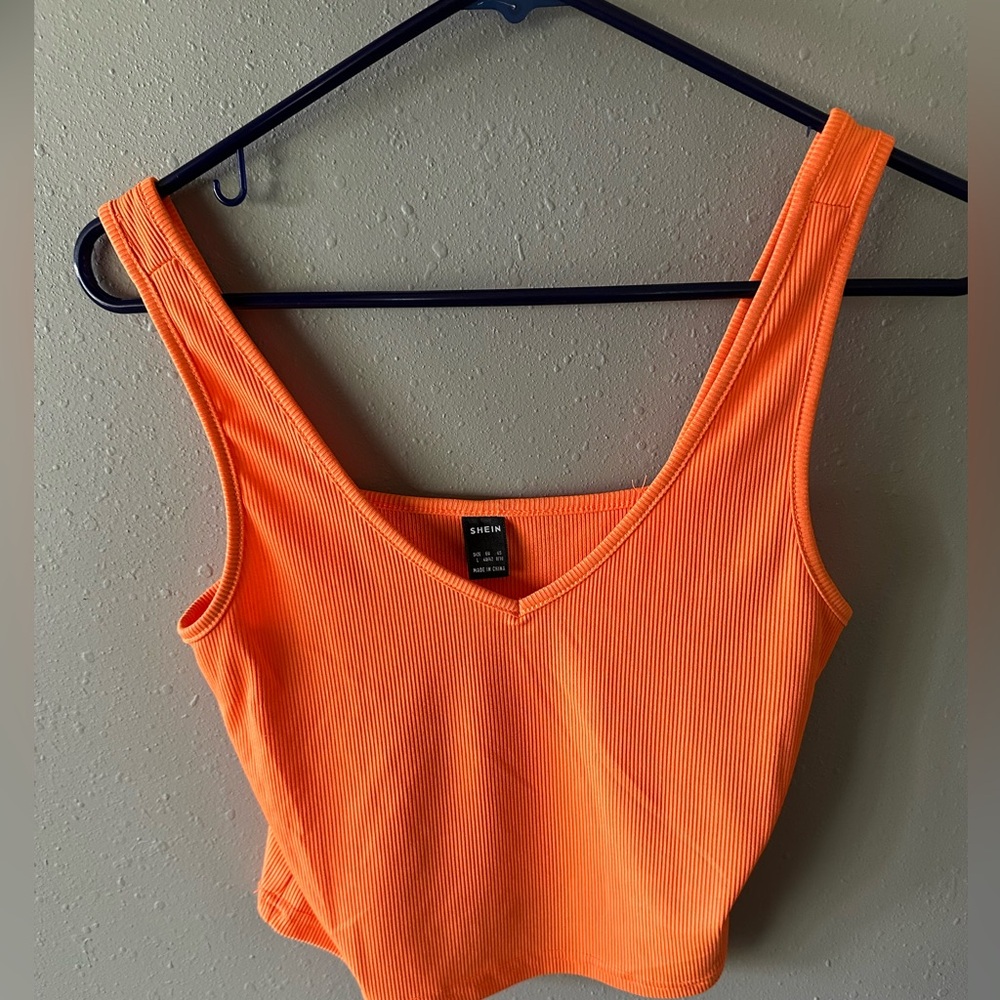 Neon Orange SHEIN Cropped Tanktop Size Large